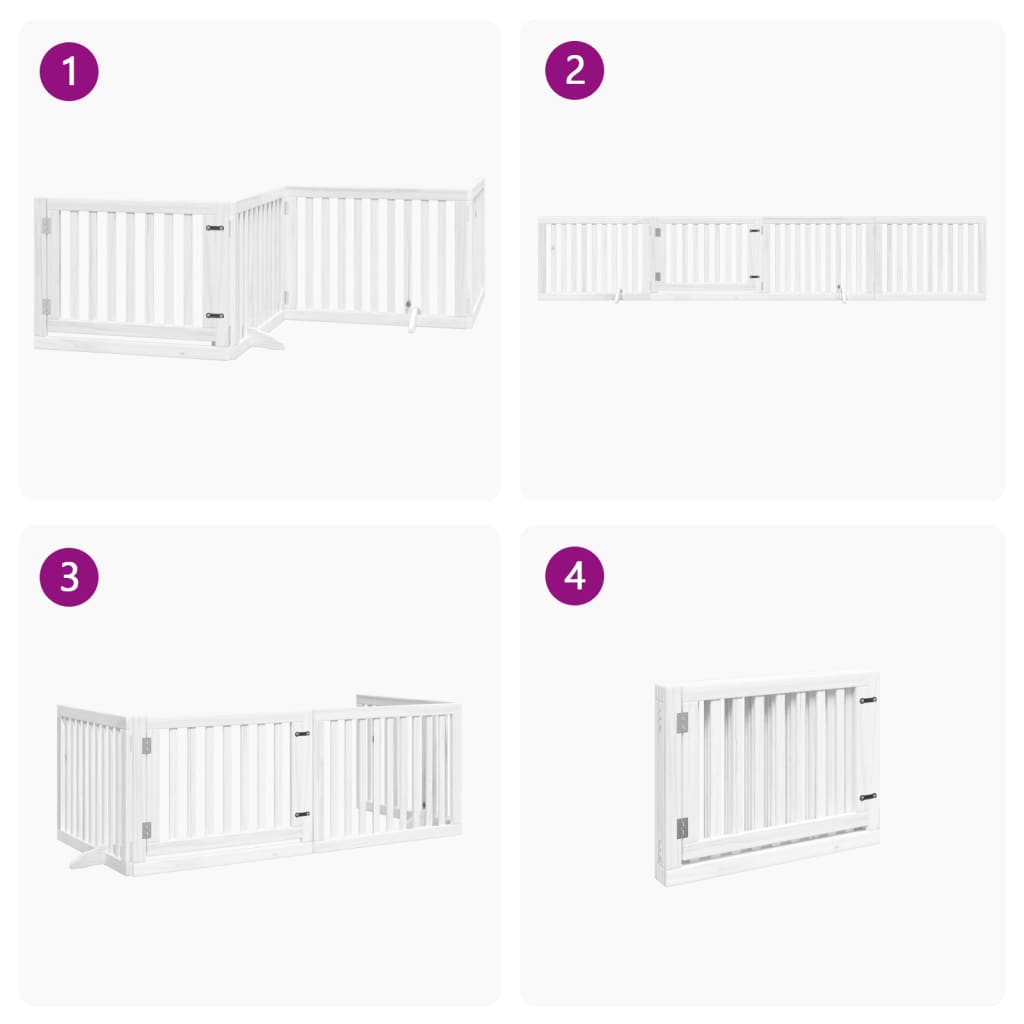Vidaxl Foldable Dog Gate, With Door, 4 Panels, White, 320 Cm