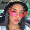 Vintage Cat Eye Triangle Sunglasses Cool Sun Glasses Men Big Rimless Cateye Hollow Sunglasses Female Luxury Trending Shades