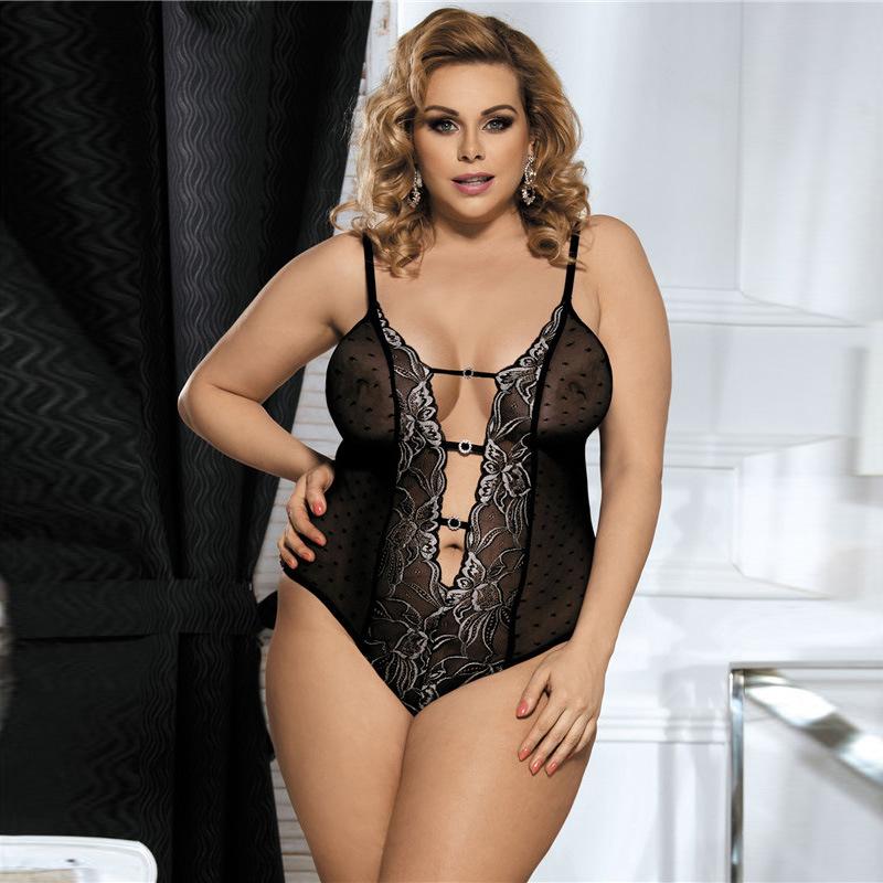 Krajkové sexy spodní prádlo body dámské sexy krční pokušení tříbodové pro dospělé průhledné pyžamo síťované R
