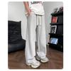 Men's Heather Gray Wide Leg Sweatpants - Pocket with Small Label Casual Drawstring Trousers