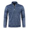 Maglia da Uomo Primavera e Autunno Taglia Forte Sottile Tinta Unita Casual Collo Zip Pullover