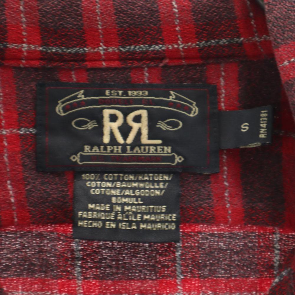 RRL 90s Red 3 Stars Initial Tag Old Long Sleeve Check Shirt Ralph Lauren Men's Used