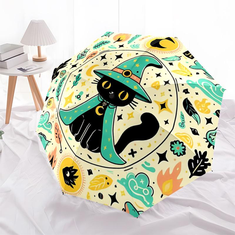 1pc Witchcraft Magic Automatic Open 8-Rib Windproof Umbrella, Travel & Commuting, Suitable for All Seasons, Lightweight Portable,009