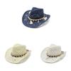 Western Cowboy Hat With Breathable Paper Straw For Summer Sun Protection