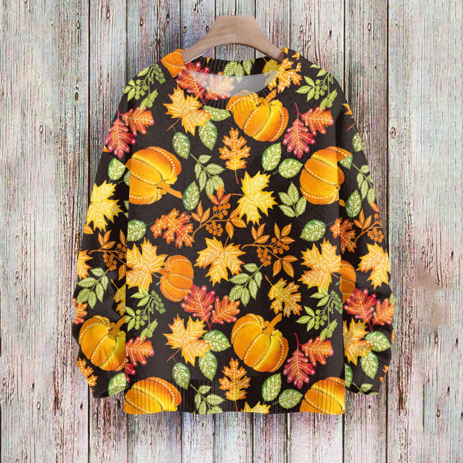 

Свитшоты на Хэллоуин для женщин, вязаный свитер, милая рубашка, осенний свитер с круглым вырезом, топы L жёлтый