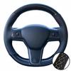 Car Accessories Hand Stitched Black Non-slip Carbon Fiber Leather Model Y 2017- Steering Wheel Cover For Tesla Model 3