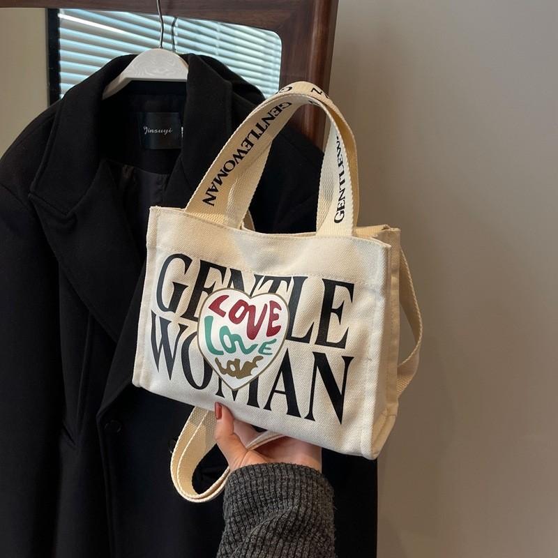 Large Capacity Letter Printed Canvas Tote Bag For Women Street Fashion Crossbody Bag