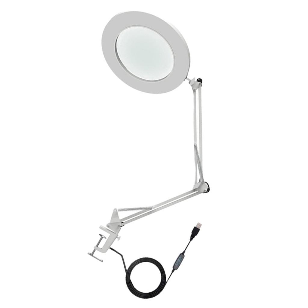 10X Vergrootglas met LED-licht Flexibele Arm Helderheid   3 Kleuren Werkbanklamp met Clip