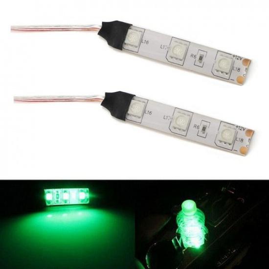 

3-SMD Green LED Strip Lights For Cup Holder Gauge Cluster Glove Box Foot Area
