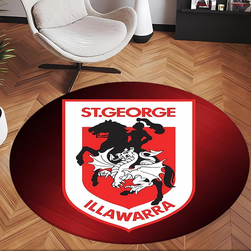St George Illawarra Dragons (14) Runder Büroteppich Dekorativer Bodenteppich für Büro Schlafzimmer Wohnzimmer und Wohnbereich