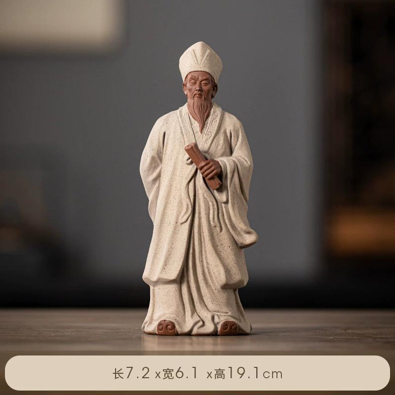 

Wang Yangming Ceramic Statue, Chinese Philosopher Sculpture of Unity of Knowledge & Action, Zen Study Desk Decor for Home Entran