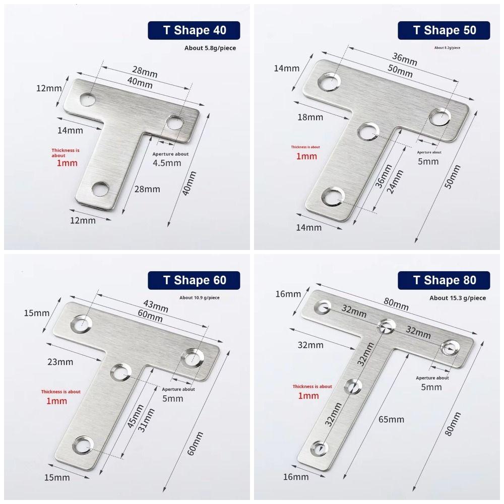 10Pcs 90° Right Angle Angle Bracket Flat Fastener Corner Bracket  Hardware Accessory