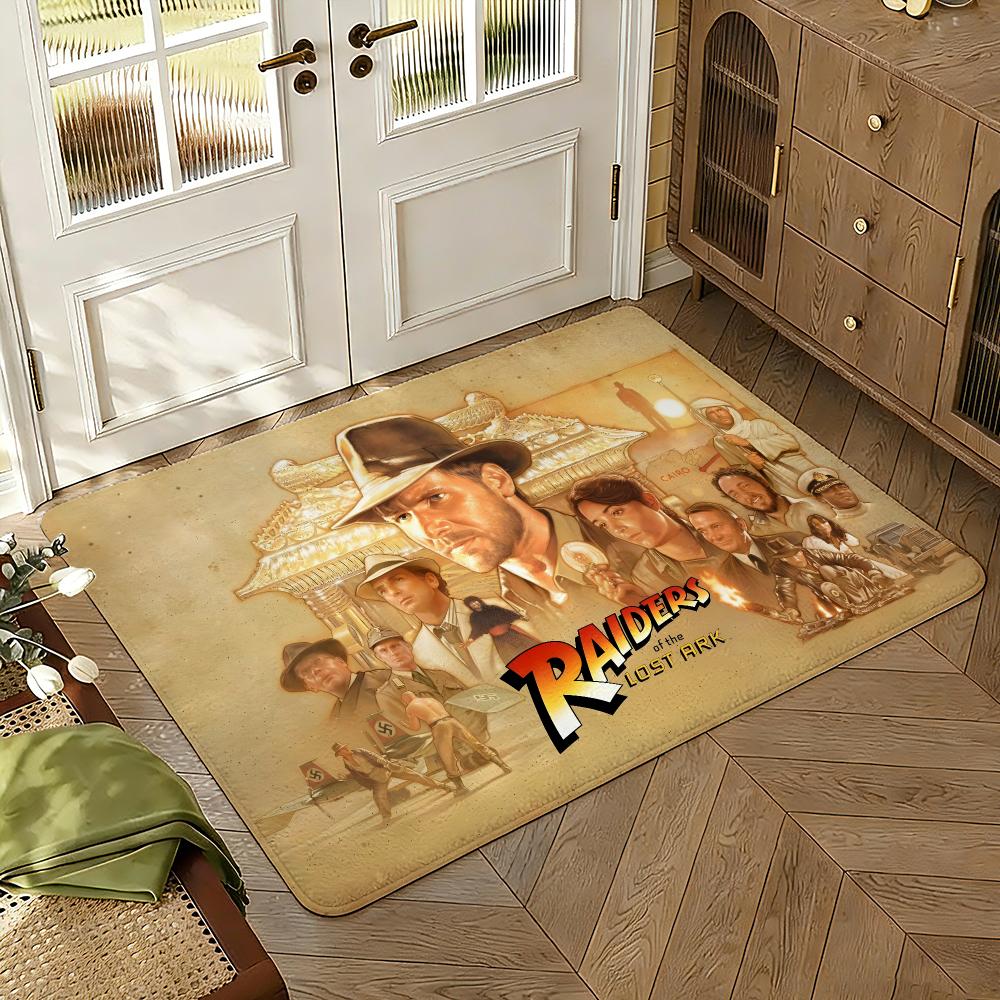 Indiana-Joness Adventure Movie Floor Mat Soft Thickened Absorbent Non-Slip Bedroom Living Room Door Mat Home Decor Flannel Rugs
