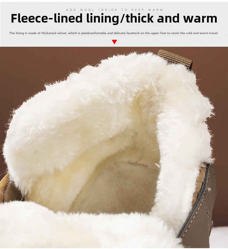 Men's Northeast Waterproof Leather Snow Boots with Fur Lining - Warm, Non-slip, Winter Cotton Shoes