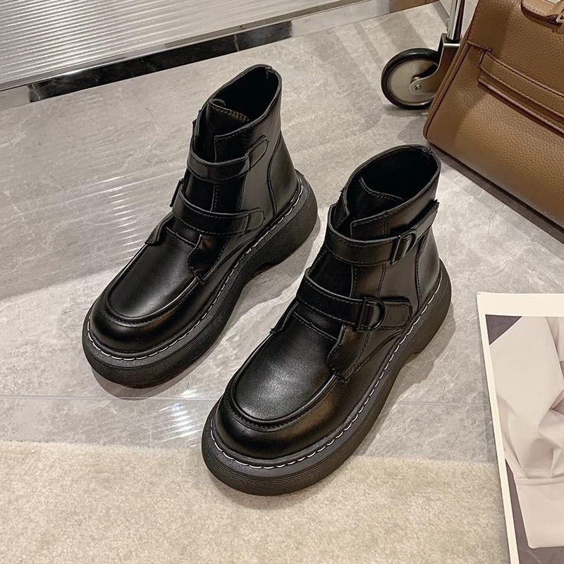 

Ботинки Мартин на толстой подошве женские 2025 осень новые универсальные короткие ботинки ретро британский стиль милые крутые тонкие одинарные ботинки тренд 39 чёрный