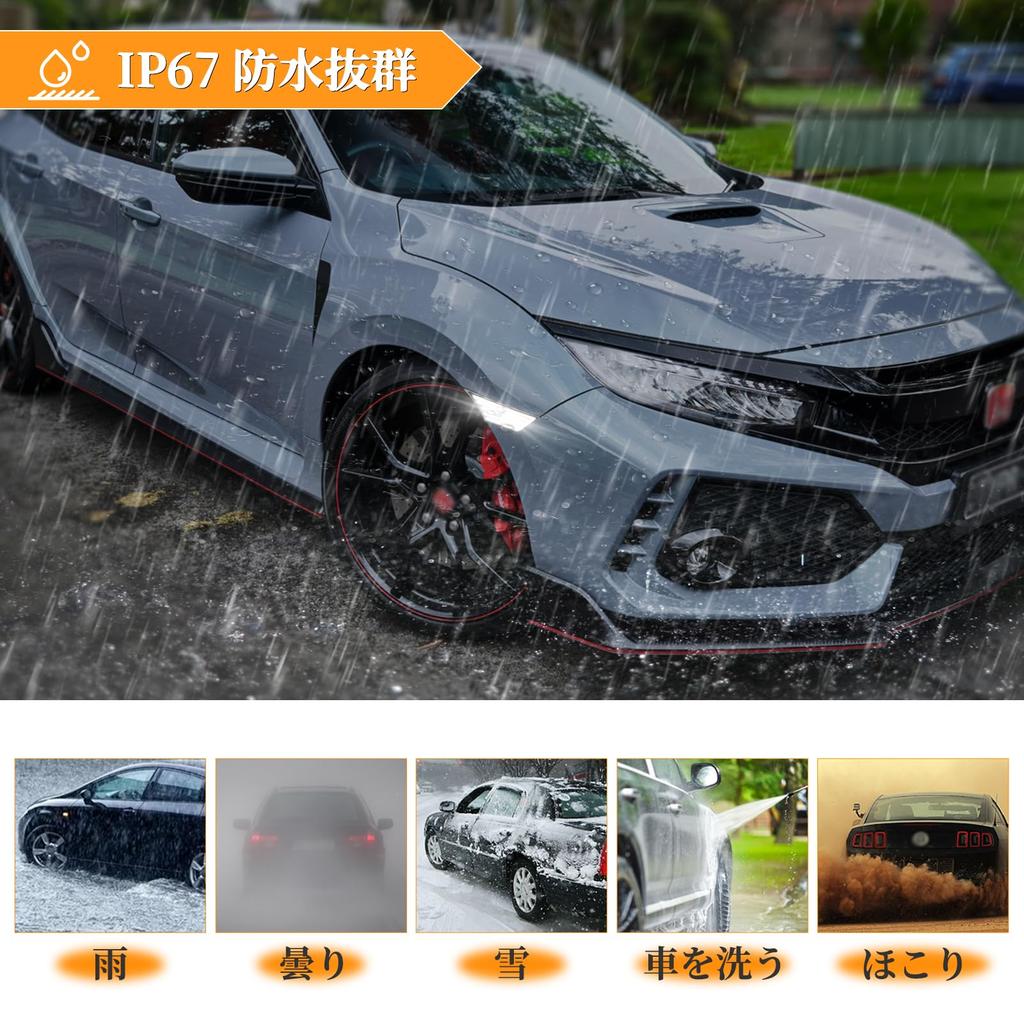 POPMOTORZ LED Side Marker Lights for Honda Civic Series Type Front Fender Flowing LED Turn Signals with Sequential and Daytime Running Set of 2