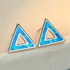 Simple and Stylish Platinum Blue and White Hollow Triangle Women's Versatile Stud Earrings
