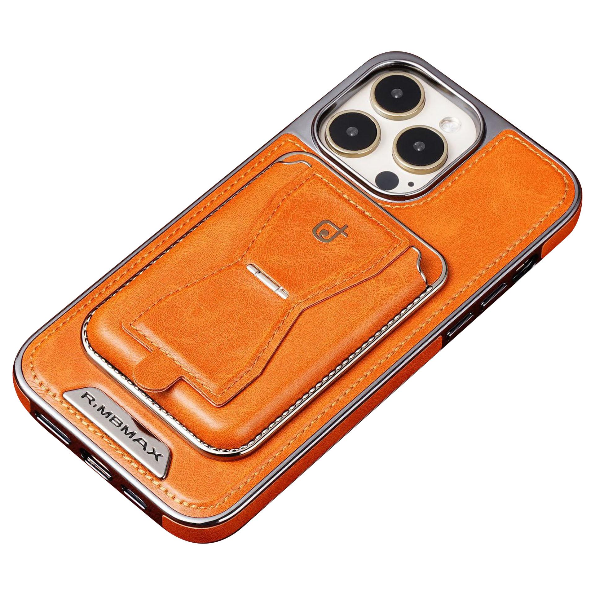 

RMBMAX For iPhone 12 Pro 6.1 inch Cell Phone Case Detachable Card Holder Kickstand Cover Orange