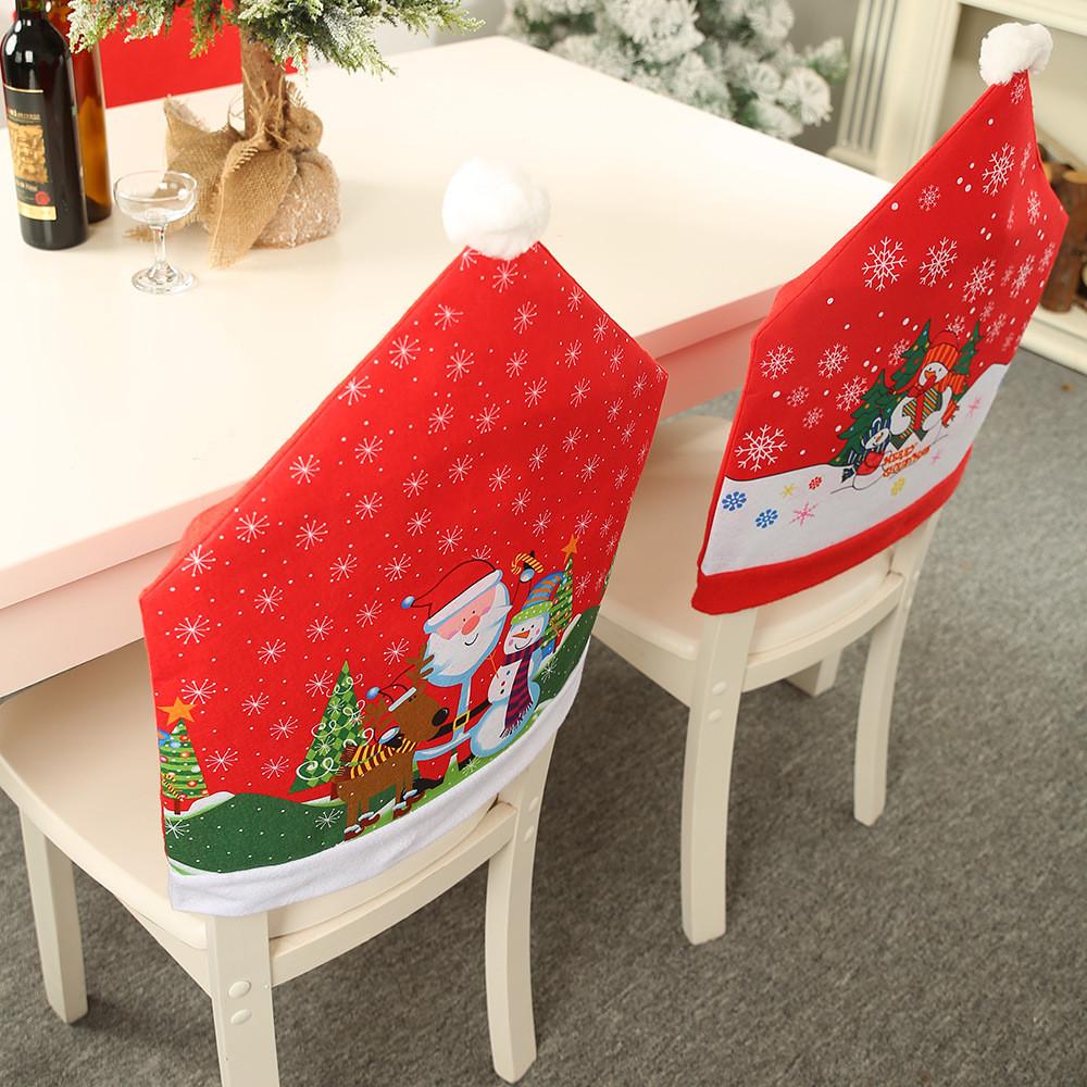 Festive Chair Covers Featuring Santa Claus And Snowman Designs For Christmas Decorations