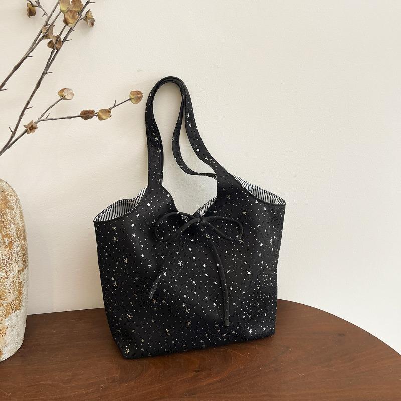 Women Large Capacity Star Print Canvas Casual Commute Single Shoulder Tote Bag
