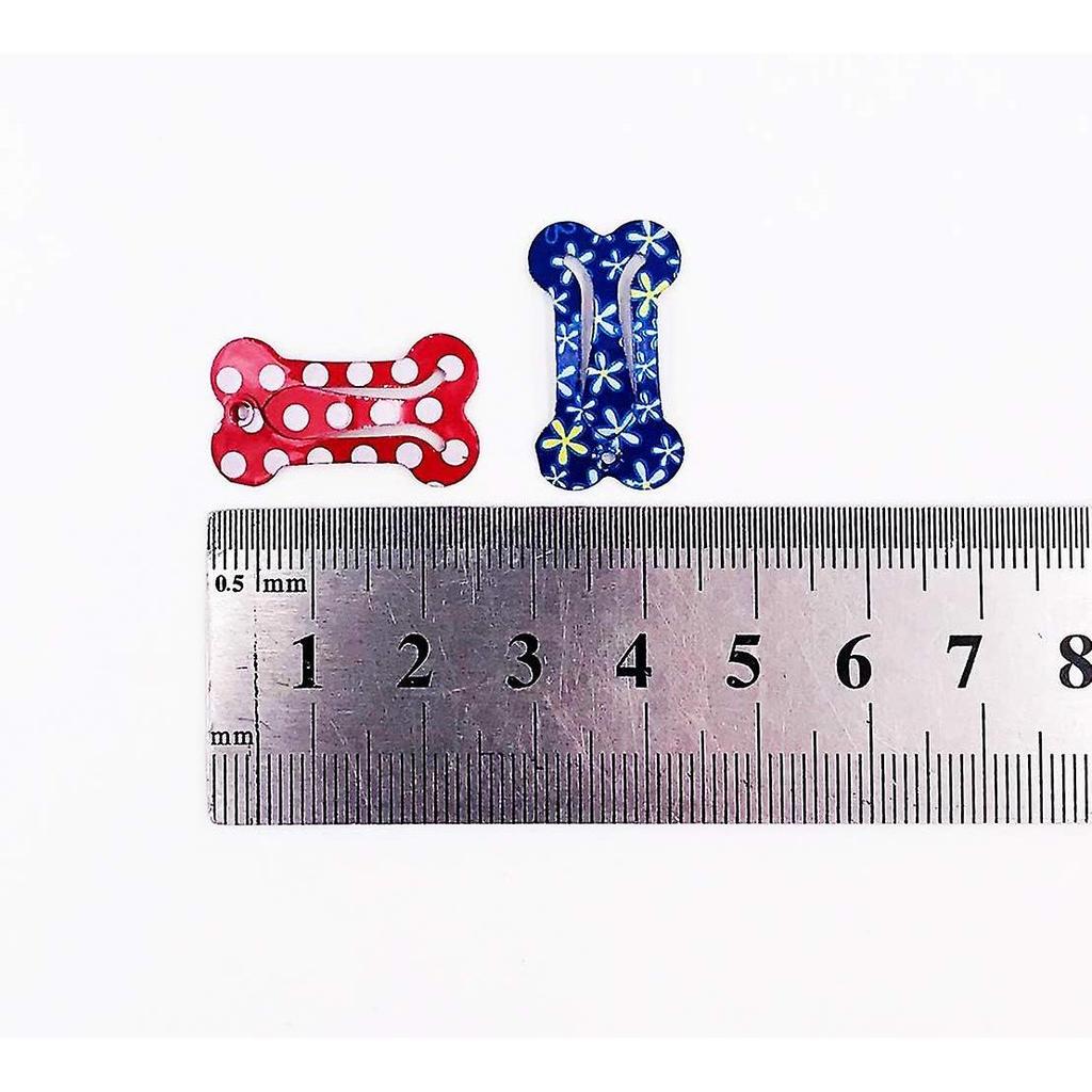 Cute 1" Small Bone Snap Hair Clips Pet Grooming Products Dog Cat Puppy Hair Accessories Random Color Pack of 20
