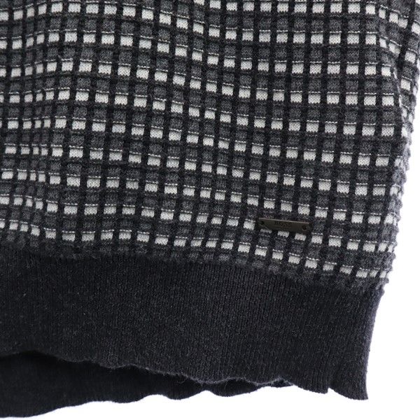 Hugo Boss Cashmere Blend Long Sleeve Sweater M Black X White Knit Men's Used