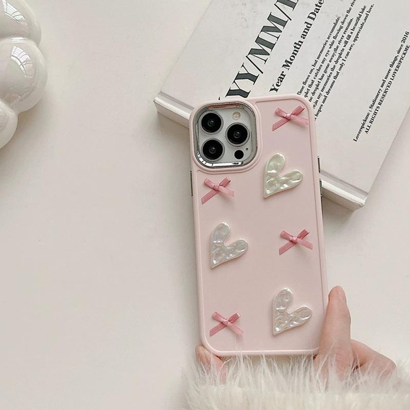 

Чехол-гармошка с сердечками для iPhone 16 Pro Max, для Apple 14, с бантом, 15, розовый, 13, силиконовый, Плюс iPhone 7/8/SE 2020