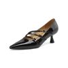 Genuine Leather Black Red Women Pumps High Stiletto Heel Small Big Size 31 47