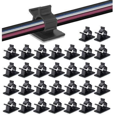 MAVEEK Klipsy do kabli, 4-stopniowa regulacja, średni rozmiar, klipsy do przewodów, uchwyty na kable, haczyki na przewody, przechowywanie kabli, organizacja przewodów, podstawa do mocowania z