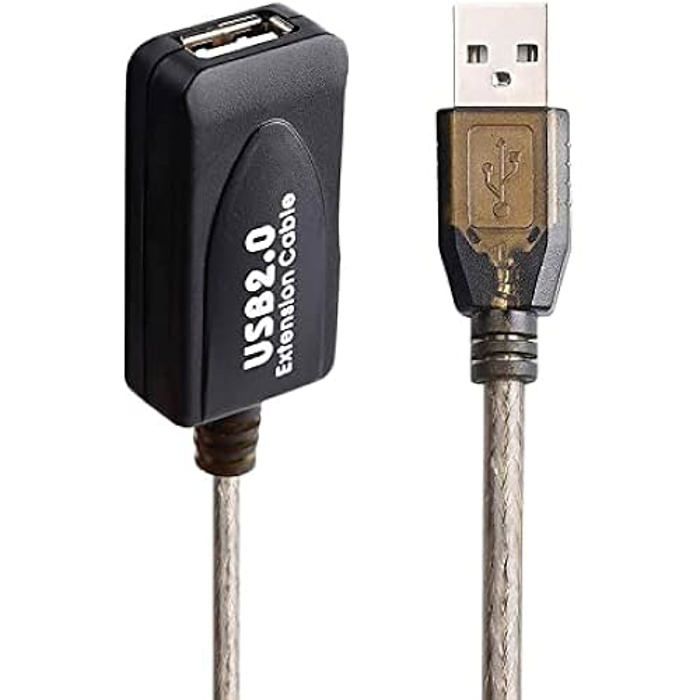 Câble d'extension USB 2.0 - Ewent - 20 mètres - Noir - Universelle - 480 Mbps