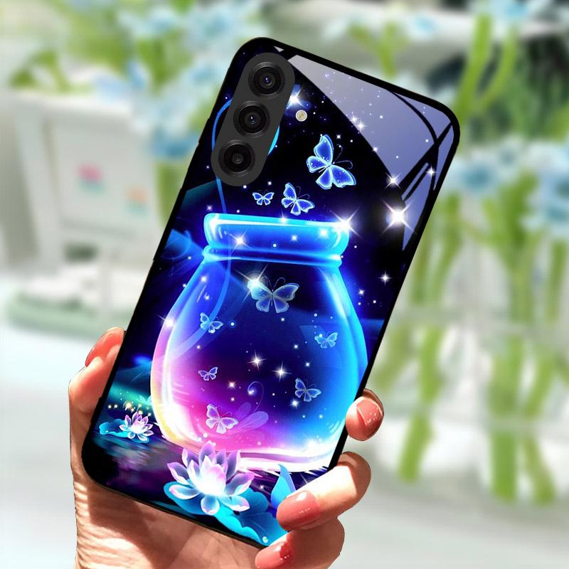 Pro Samsung Galaxy S25 FE Pouzdro na telefon Módní tvrzené sklo Zadní kryt telefonu Pro Samsung S25FE S 25 FE Ochrana objektivu Fundas