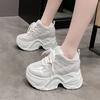 Fashion 10CM Height Increasing Summer Shoes for Women Fashion Breathable Outdoor Walking Dad Shoes Pearl Leisure Leather Sports Sneakers