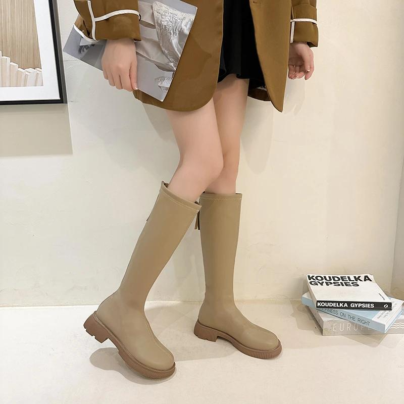 High Quality Women Long Boots Autumn Winter Women Shoes Woman Heel Soft Leather Ladies Knight Boots Casual Shoes Knee High Boots