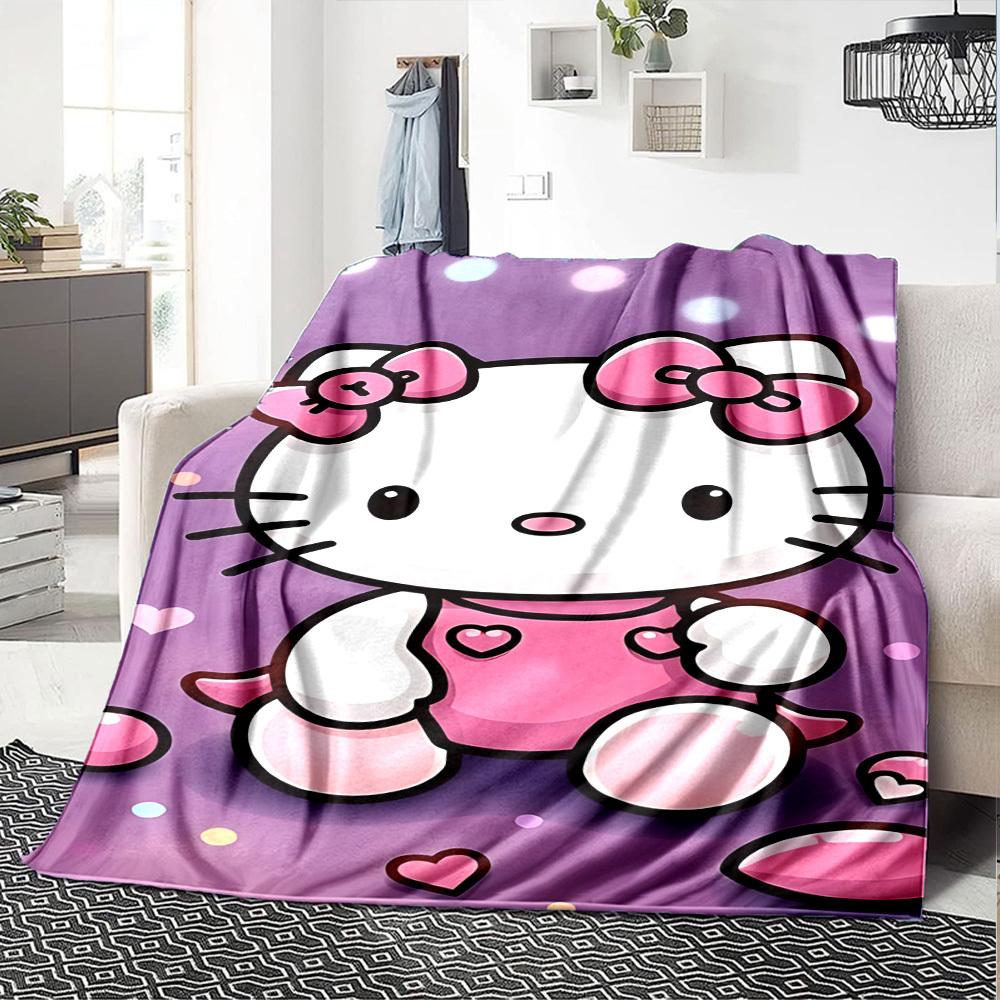 1pc Hello Kitty blanket Lightweight Flannel Throw for Sofa Bed Travel Camping Livingroom Office Couch Chair