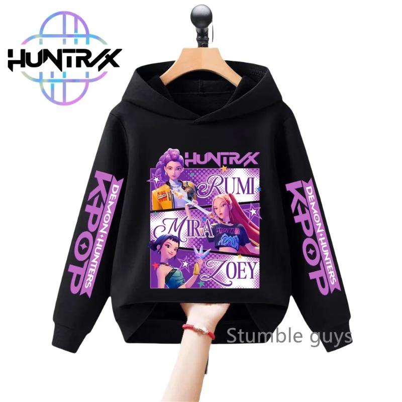 Kids Anime KPop Demon Hunters Hoodie Autumn Long Sleeve Sweatshirt Sportswear Cartoon Hoodies