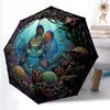 Underwater Marine Life pattern umbrella, portable and foldable design, 8 ribs, a casual accessory for Halloween, Christmas, and birthday gifts.