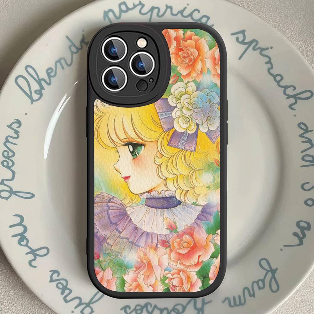 Manga Candy Phone Case For IPhone 16 15 14 13 12 11 Pro Max Plus Leather Soft Cover