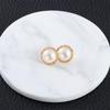 Hollow Gold Color Round For Women Simulated Pearl Earring Sets Stud Earrings Jewelry Accessories