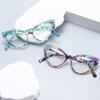 Chic Cat Eye Reading Glasses Women Anti Blue Light Luxury Computer Presbyopia Eyewear Colorful Patchwork Frame