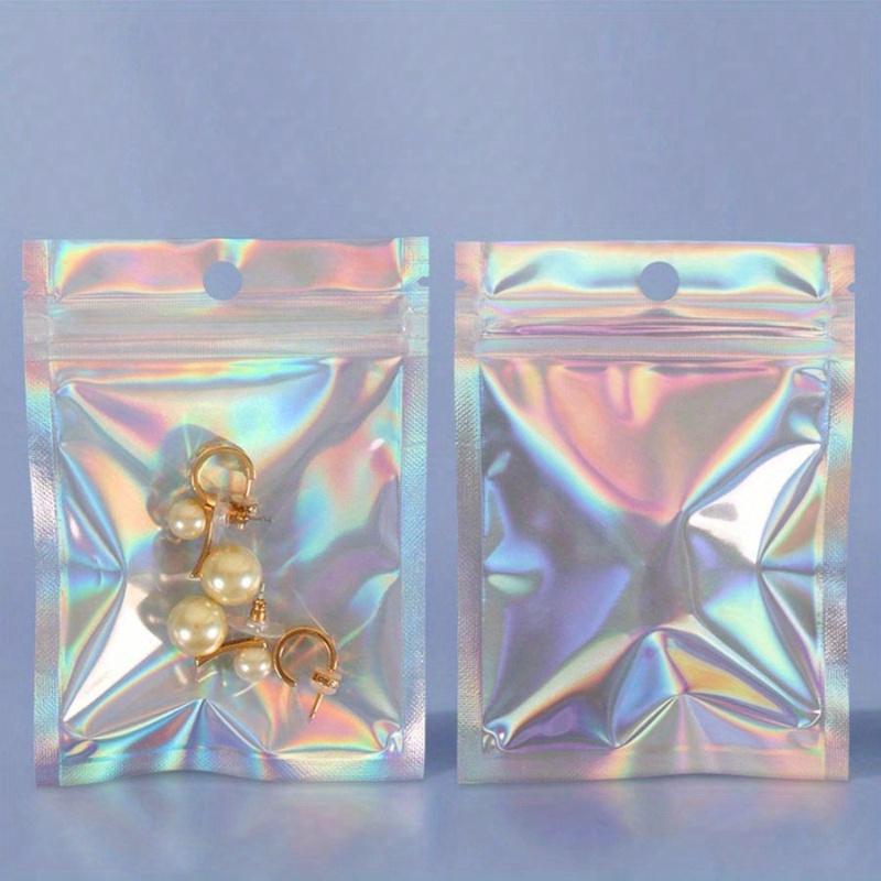 Laser Bag Jewelry Bag Holographic Transparent Ziplock Bag Sealable Bag for Samples, Phone Case, Cable Packaging
