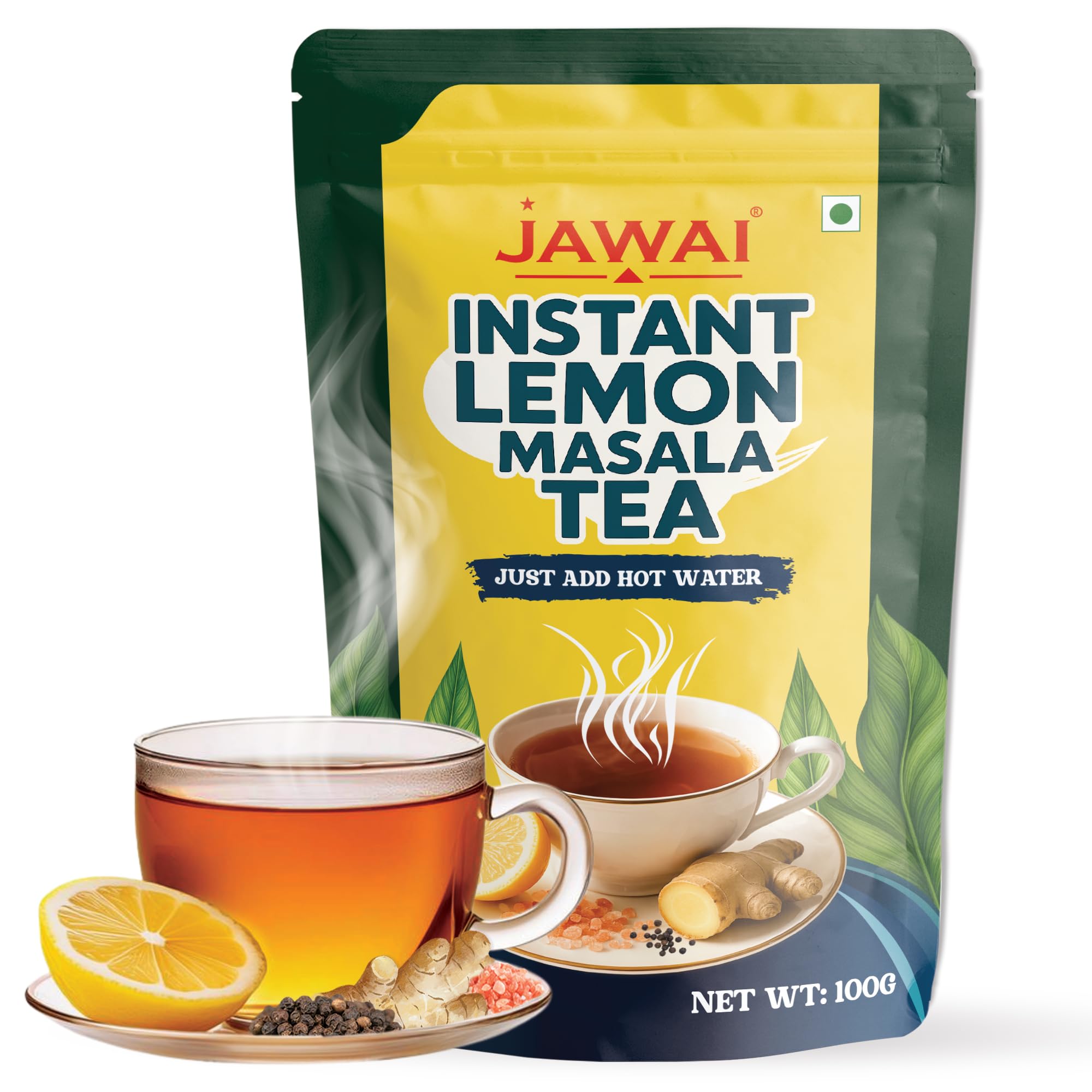 JAWAI INSTANT LEMON MASALA TEA | 100% Natural | Hot Lemon Masala Tea | Refreshing Immunity Booster | Herbal Tea | Instant Lemon Tea Premix | Detox