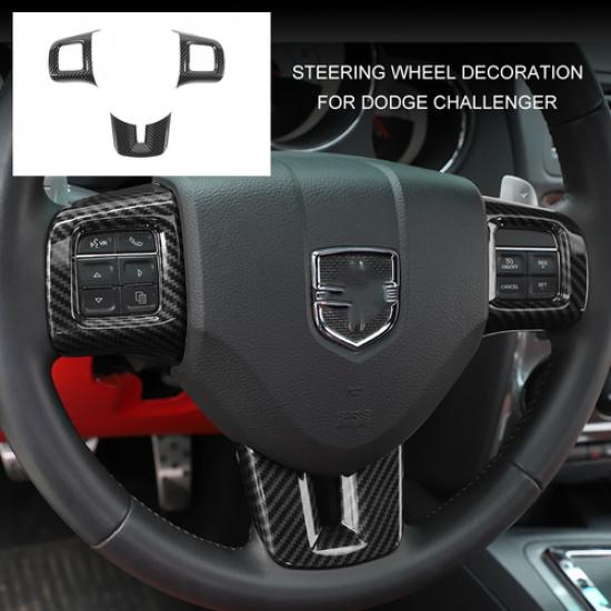 Interior Steering Wheel Cover Trim for Dodge Charger Challenger 2009-2014 Carbon