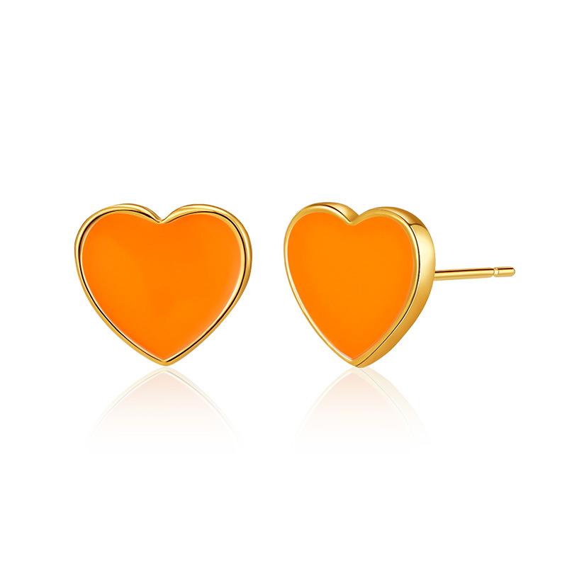 Sweet Dainty 18k Gold Plated Heart Oil Drop Stud Earrings For Women