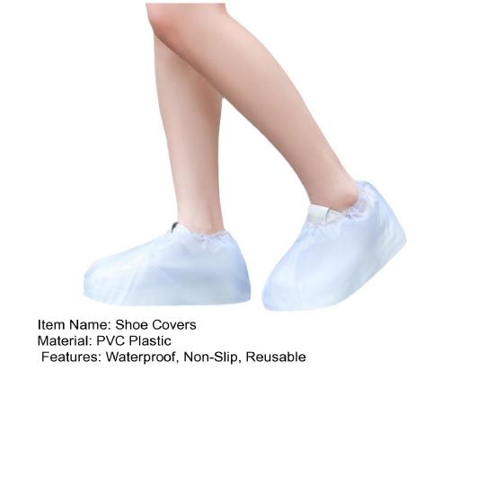 1 Pair Waterproof Rain Shoe Cover Non-Slip Reusable Slip-On Overshoes Men Women Travel Outdoor Rain-proof Boot Shoes Protector