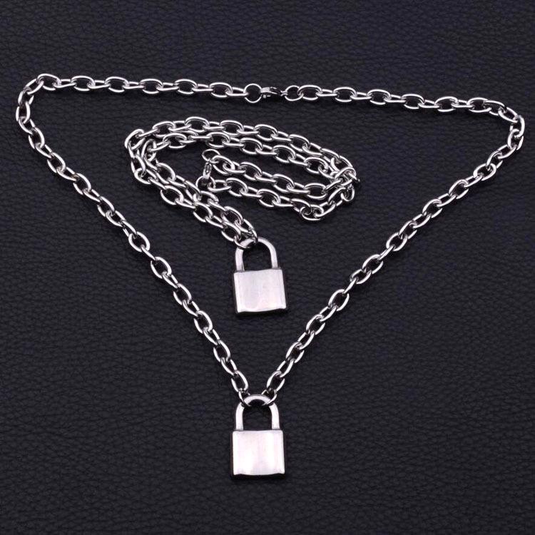 Punk Stainless Steel Padlock Pendant Necklace - Rock & Hip Hop Style for Men & Women