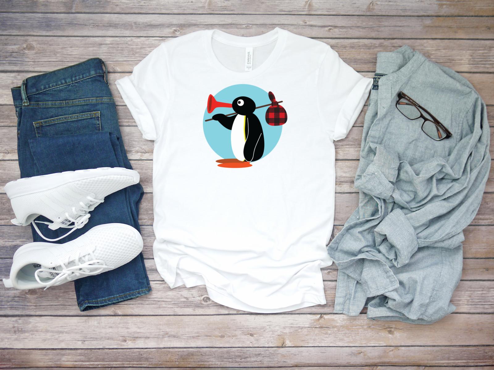 Plain Design Pingu Noot Noot Funny Short Sleeve White Men T-shirt K259 XXXL