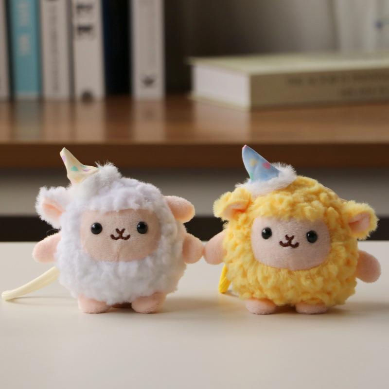 Fluffy Soft Mini Sheep Keychain Cartoon Anime Stuffed Lamb Pendant Adorable Bag Accessory for Girls School Backpack
