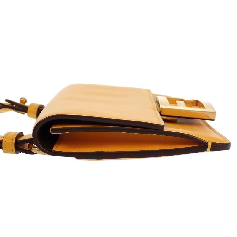 Fendi 8BS039 Shoulder Bag Yellow Leather Women