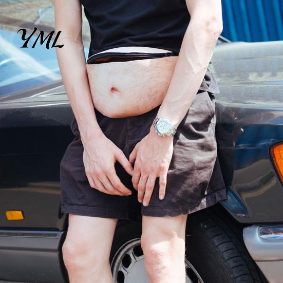 Novelty Prank Gift for Men Funny Belly Bag, Realistic Big Waist Fanny Durable Artificial Leather Pack with Adjustable Strap, Gag Dad Husband