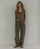 LONQUE Cowl Drape Long Sleeve T-Shirt (Brown)